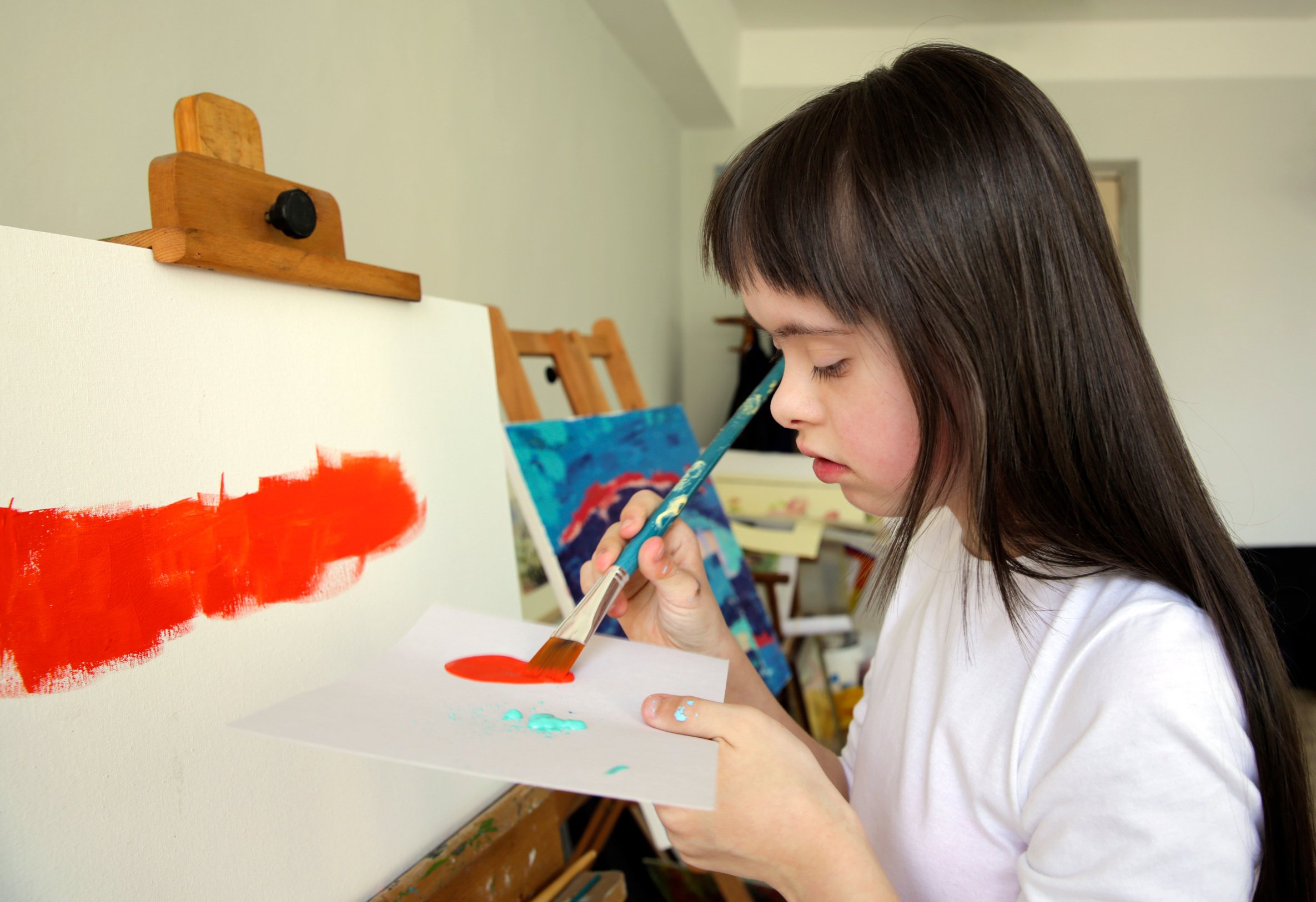 Cute Little Girl Painting