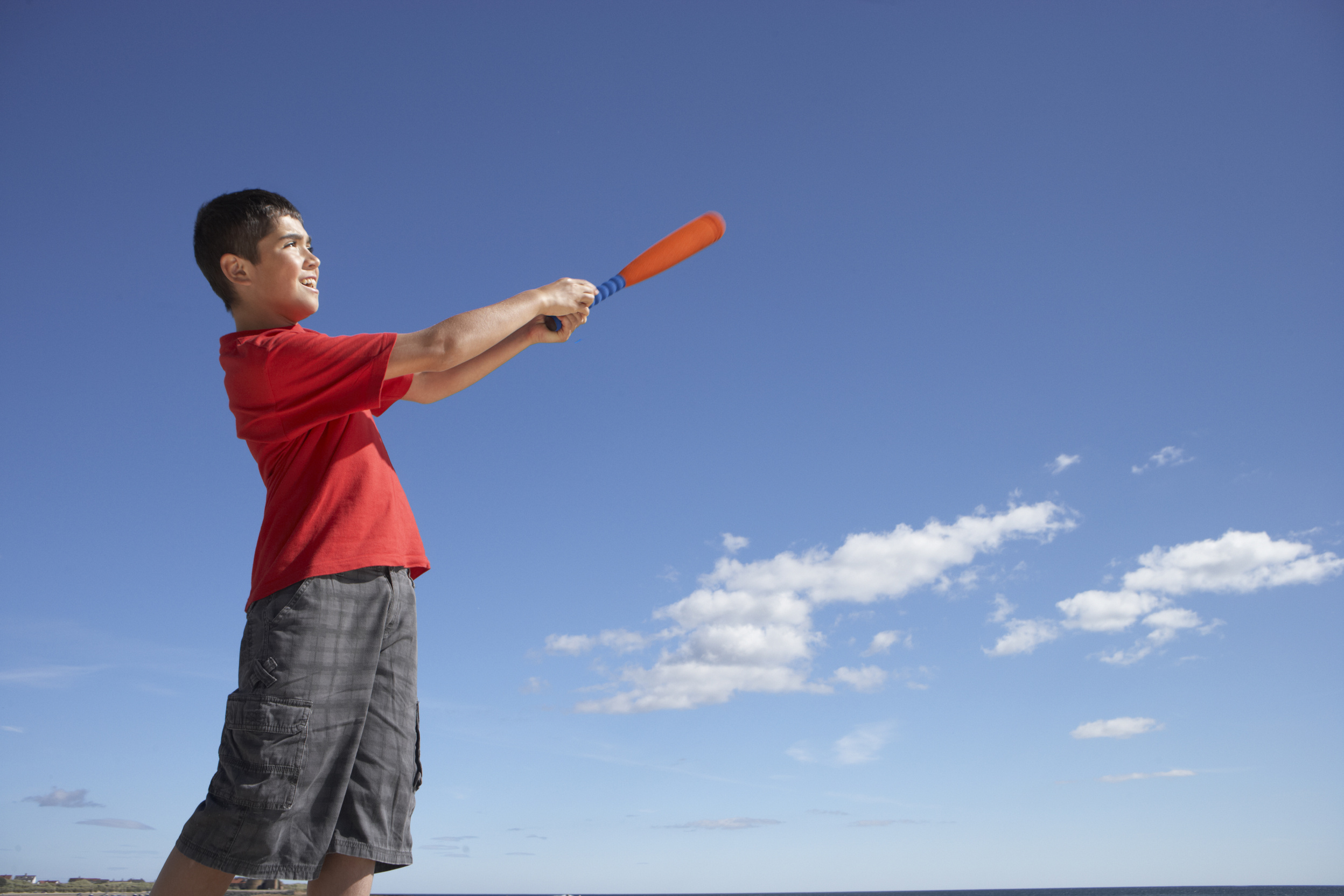 Boy playing baseball