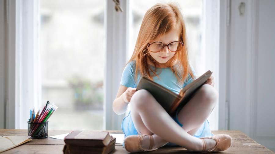 Child reading at home